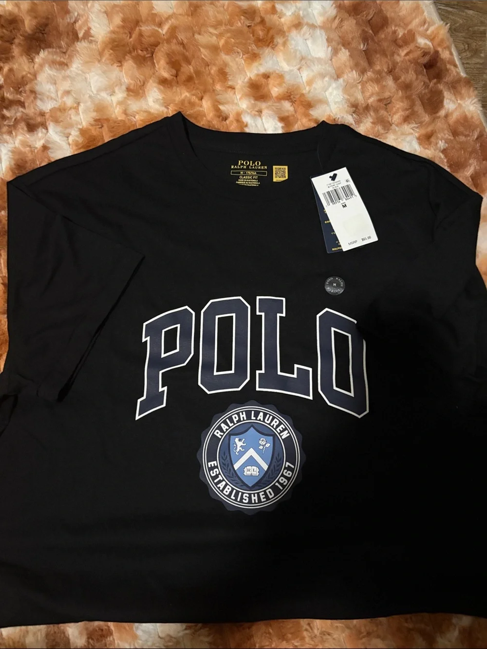 Polo by Ralph Lauren Black Tee with Navy and White Logo